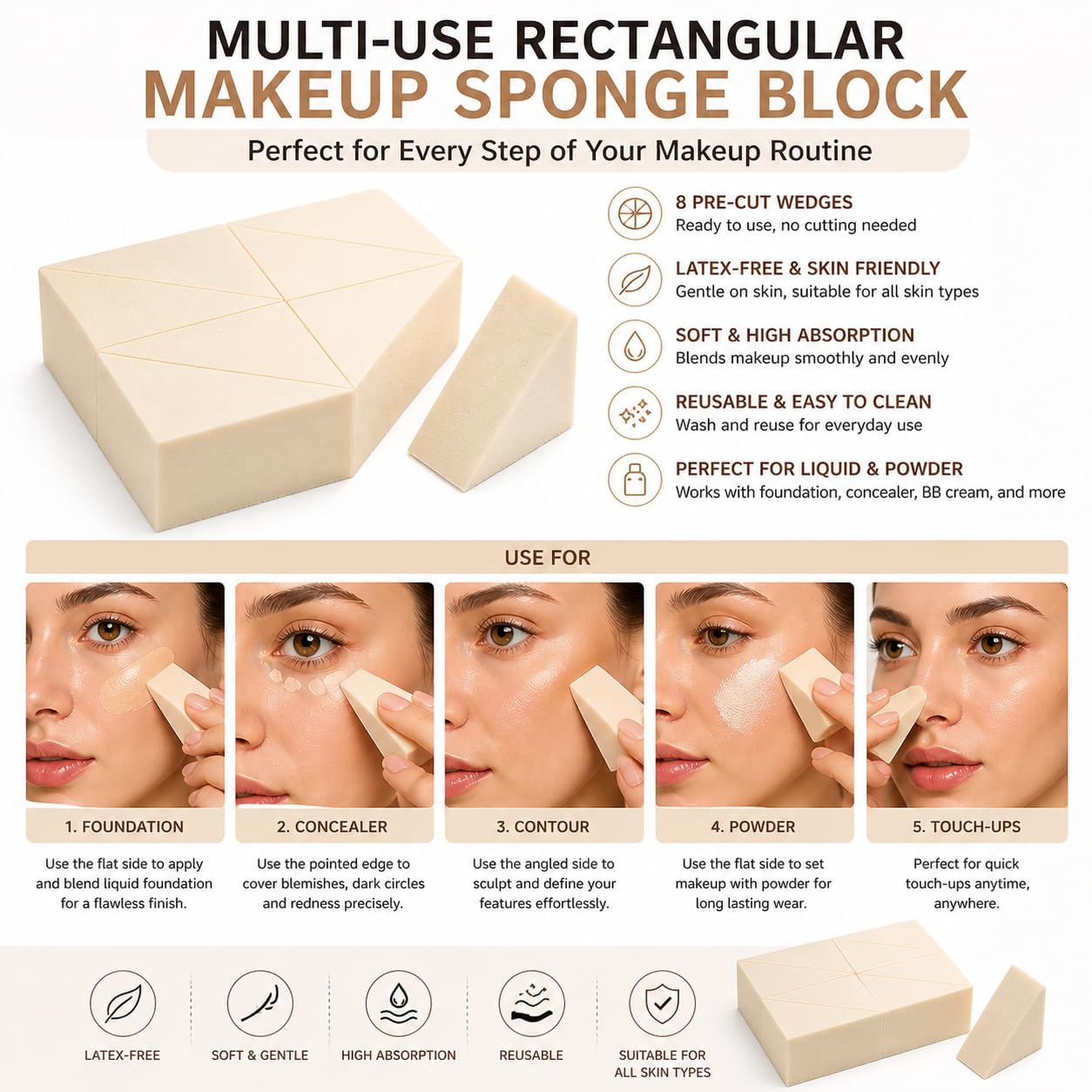 Non-Latex Makeup Sponge Wedges
